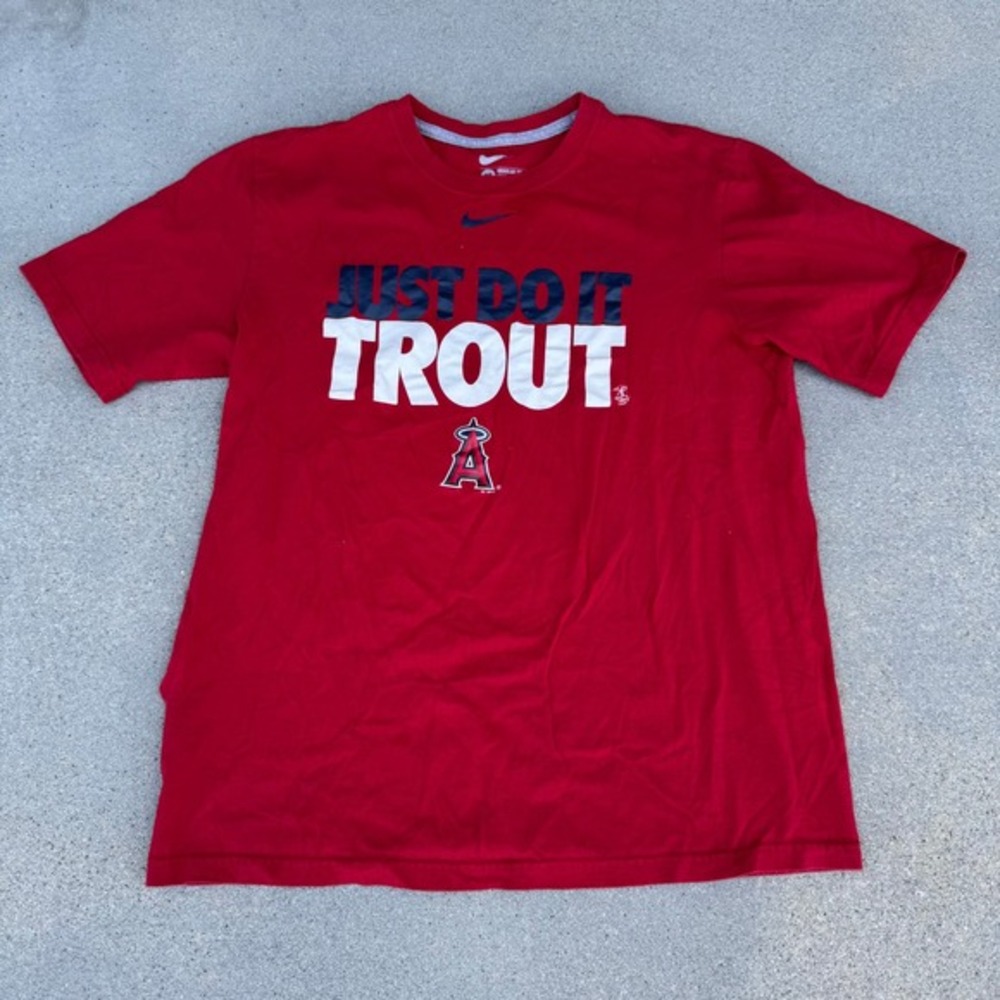 Nike Los Angeles Angels Mike Trout Just Do It Red T-Shirt Mens Medium MLB
